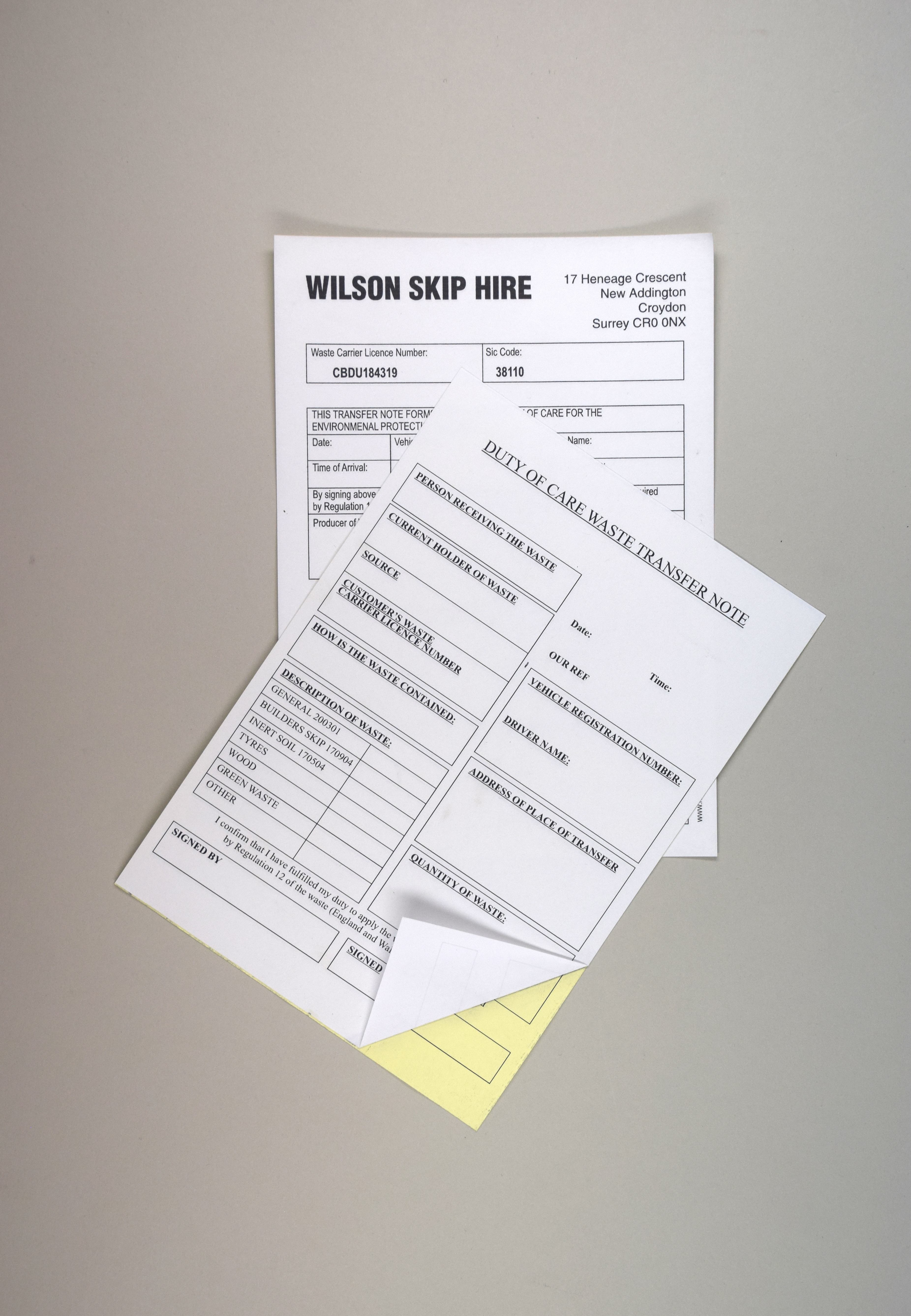 31. Waste Transfer Note Pads – Carbonless (NCR)