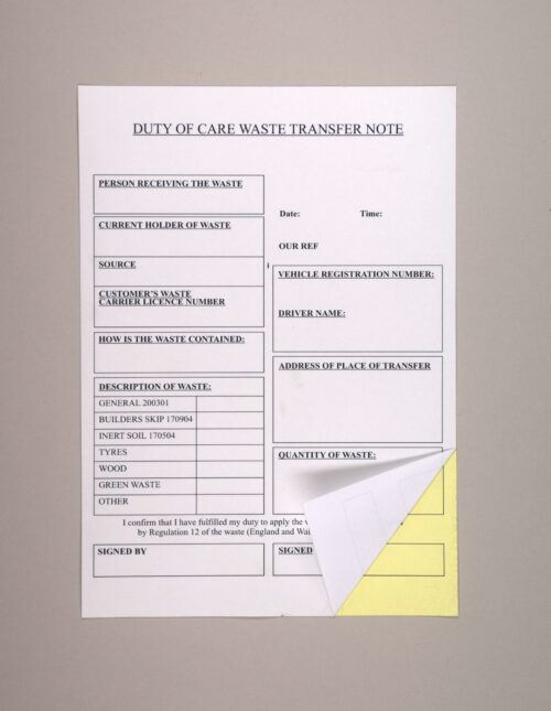 Waste Transfer Note Pads A4/A5 - Carbonless (NCR) - Standard